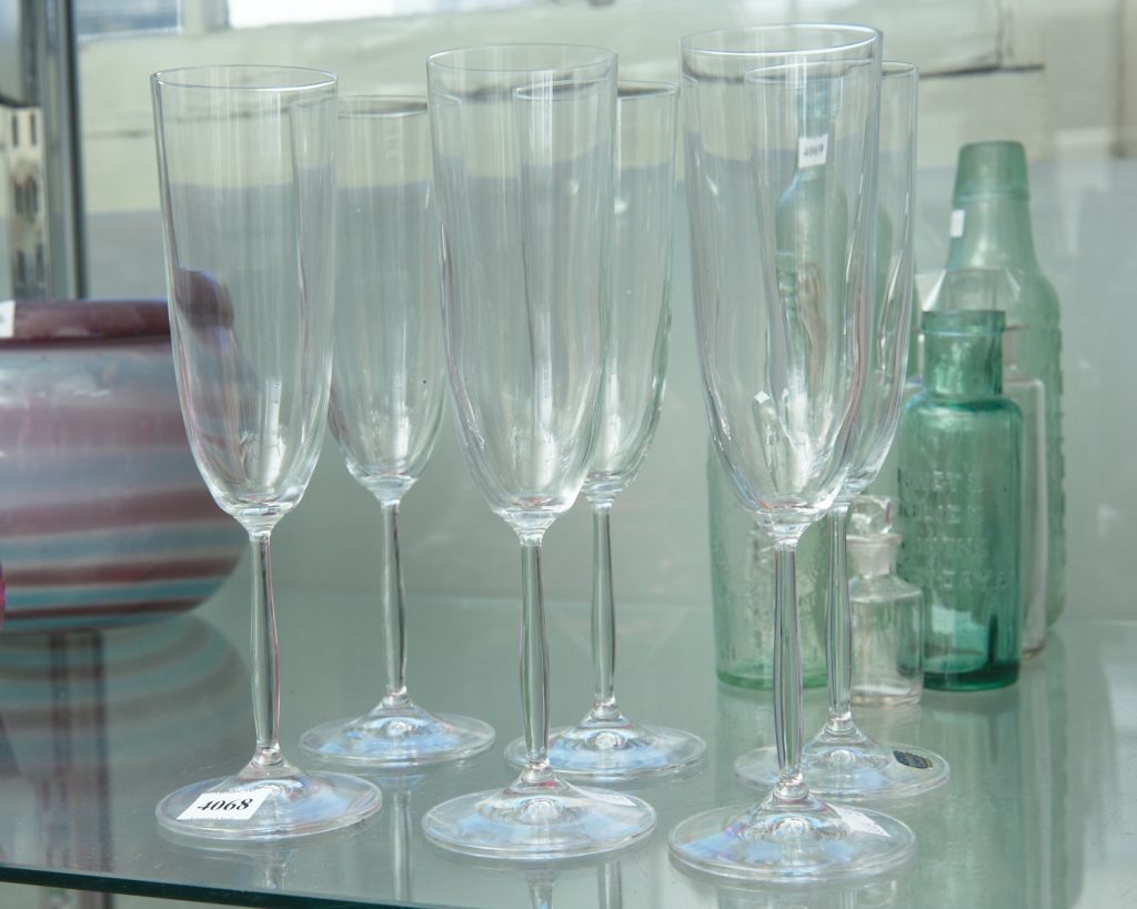 Bohemian crystal champagne glasses from downsizing and deceased estates available at auction