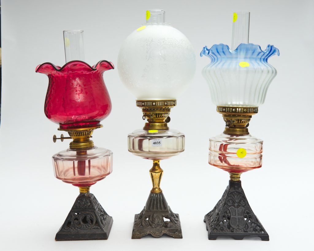 3 kerosene lamps from downsizing and deceased estates available at auction